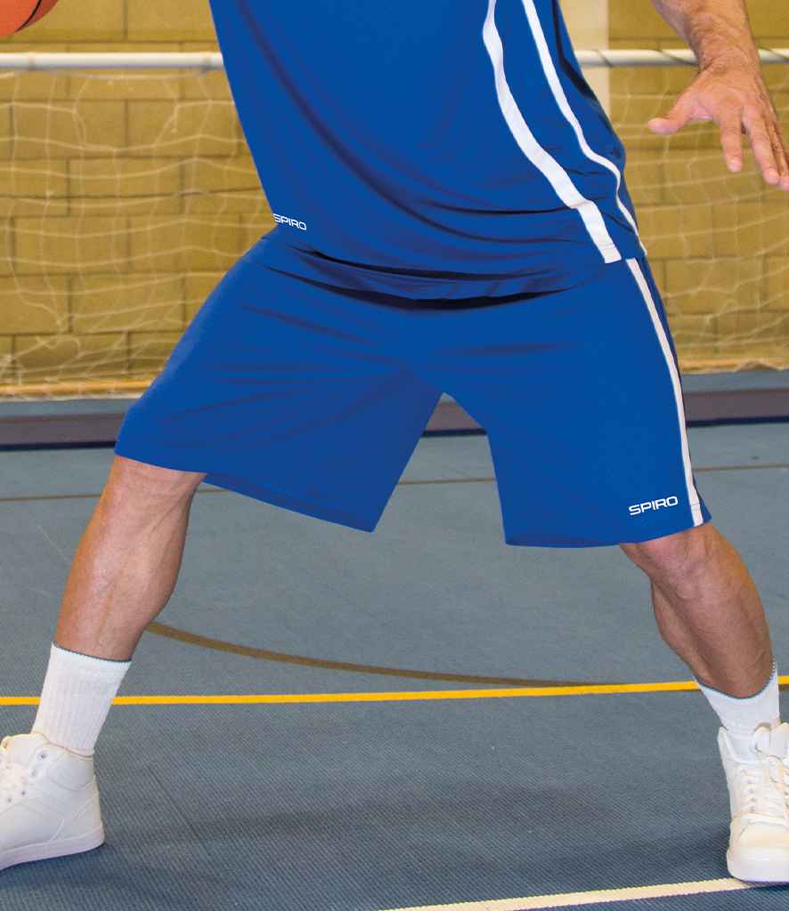 Spiro Basketball Shorts in Royal Blue White by Spiro — Custom branded clothing by Print Press, featuring premium embroidery produced in our specialist print lab in the UK.