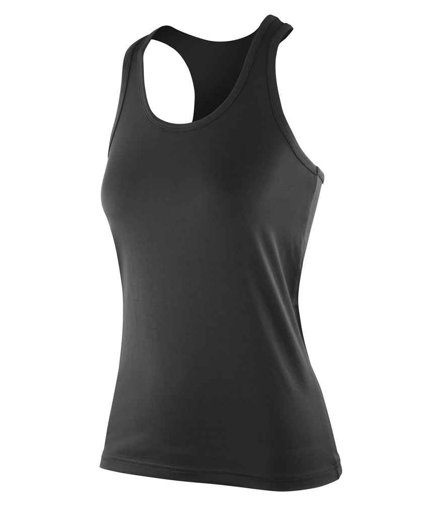 Spiro Impact Ladies Softex Fitness Top in Black by Spiro — Custom branded clothing by Print Press, featuring premium embroidery produced in our specialist print lab in the UK.
