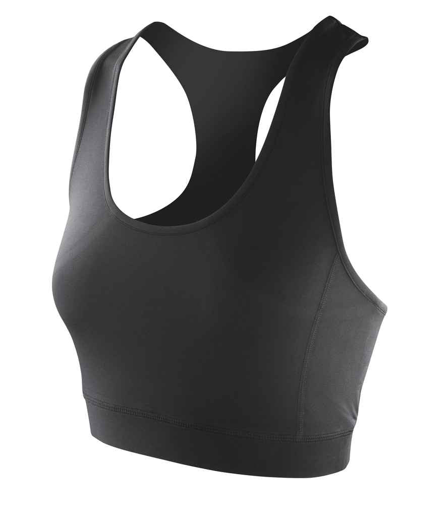Spiro Impact Ladies Softex Crop Top in Black by Spiro — Custom branded clothing by Print Press, featuring premium embroidery produced in our specialist print lab in the UK.