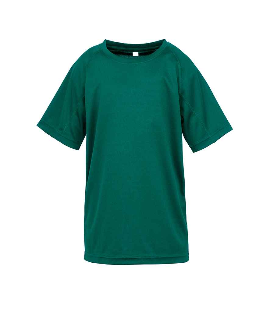 Spiro Kids Impact Performance Aircool T-Shirt in Bottle Green by Spiro — Custom branded clothing by Print Press, featuring premium embroidery produced in our specialist print lab in the UK.