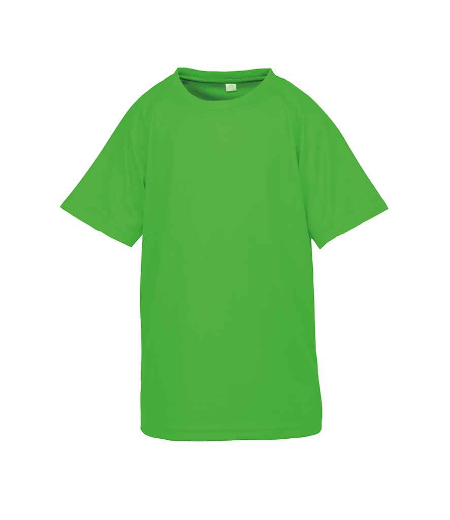 Spiro Kids Impact Performance Aircool T-Shirt in Flo Green by Spiro — Custom branded clothing by Print Press, featuring premium embroidery produced in our specialist print lab in the UK.