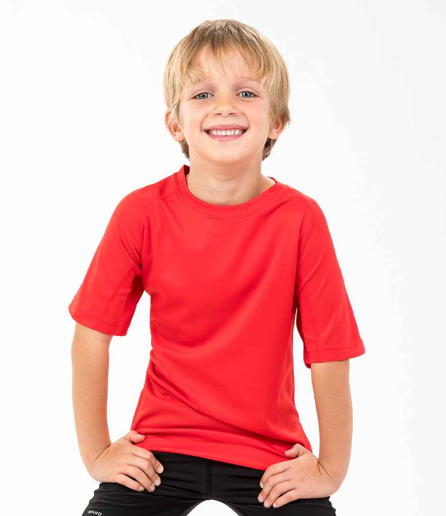 Spiro Kids Impact Performance Aircool T-Shirt in Red by Spiro — Custom branded clothing by Print Press, featuring premium embroidery produced in our specialist print lab in the UK.