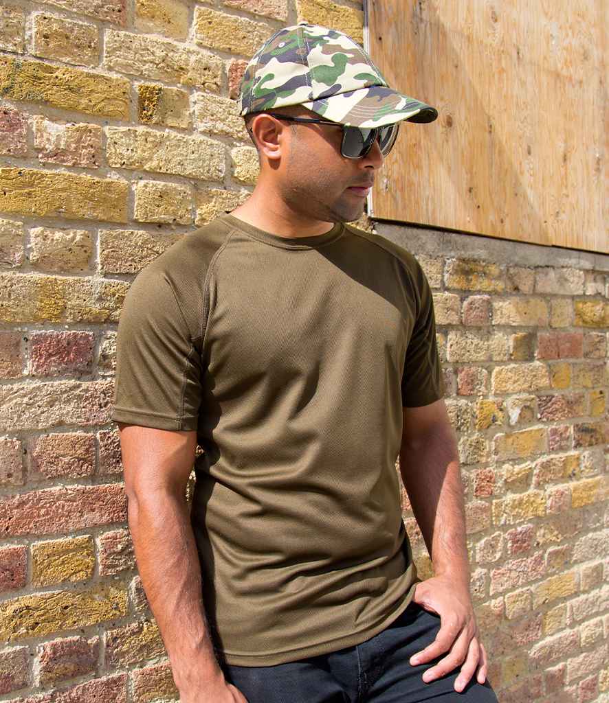 Spiro Impact Performance Aircool T-Shirt - (2nd Colours) in Combat by Spiro — Custom branded clothing by Print Press, featuring premium embroidery produced in our specialist print lab in the UK.
