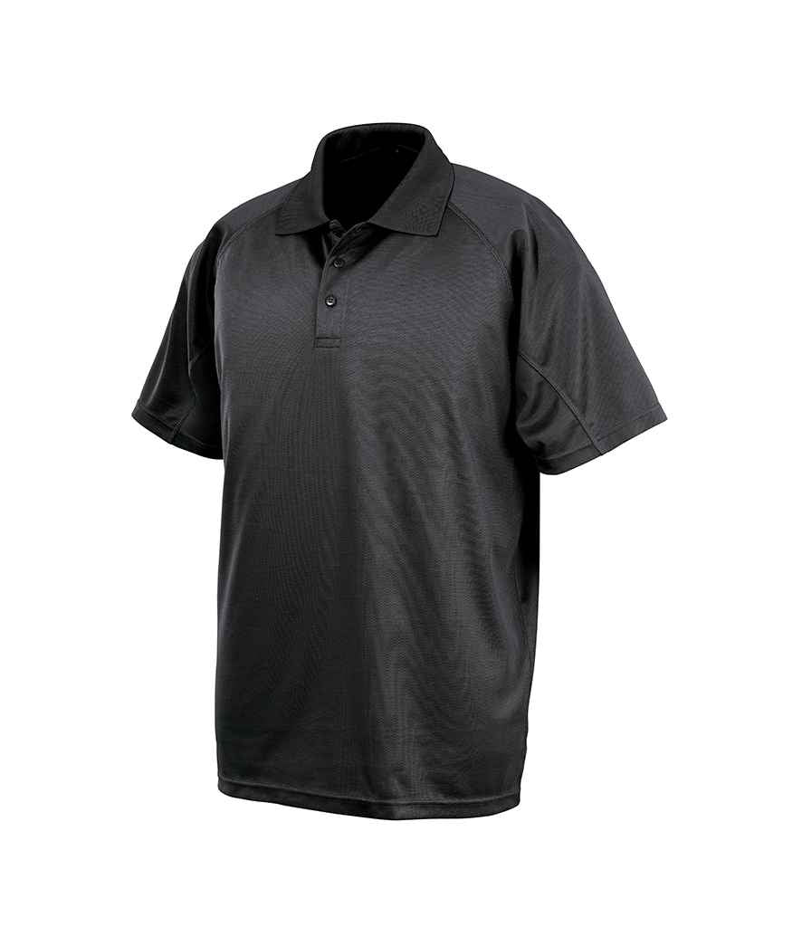 Spiro Impact Performance Aircool Polo Shirt in Black by Spiro — Custom branded clothing by Print Press, featuring premium embroidery produced in our specialist print lab in the UK.