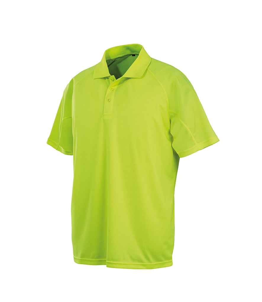 Spiro Impact Performance Aircool Polo Shirt in Flo Yellow by Spiro — Custom branded clothing by Print Press, featuring premium embroidery produced in our specialist print lab in the UK.