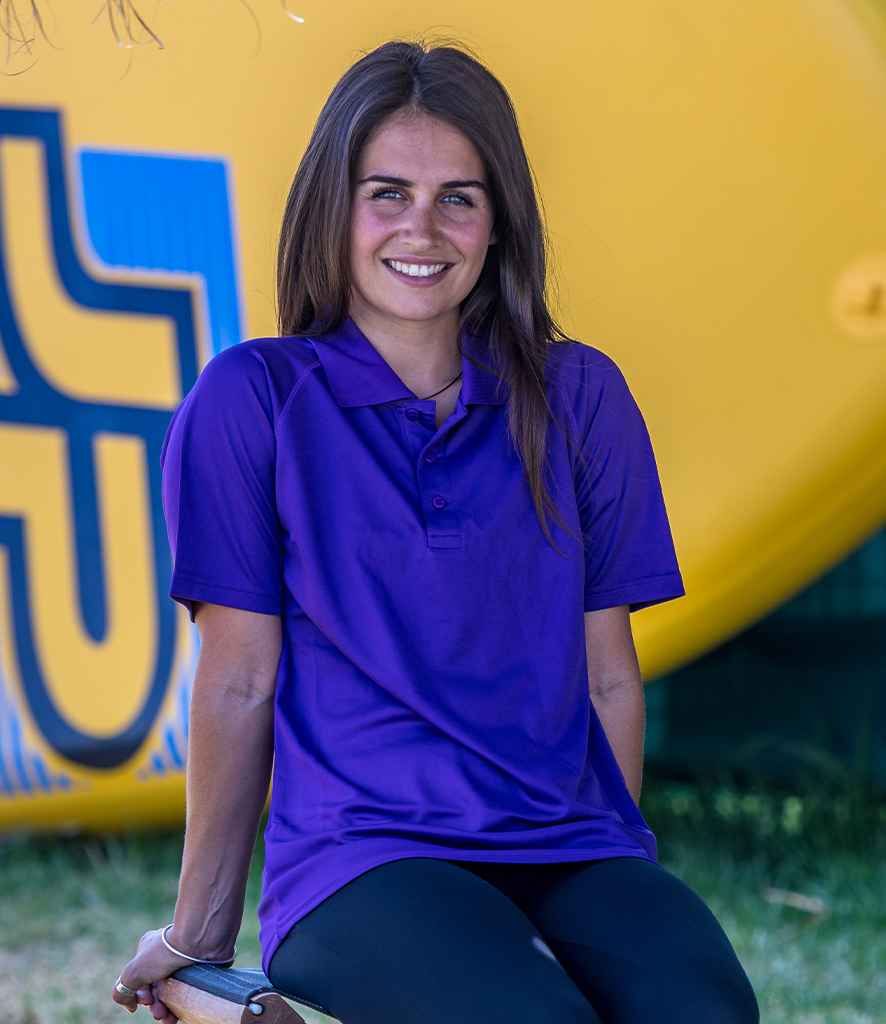 Spiro Impact Performance Aircool Polo Shirt in Purple by Spiro — Custom branded clothing by Print Press, featuring premium embroidery produced in our specialist print lab in the UK.