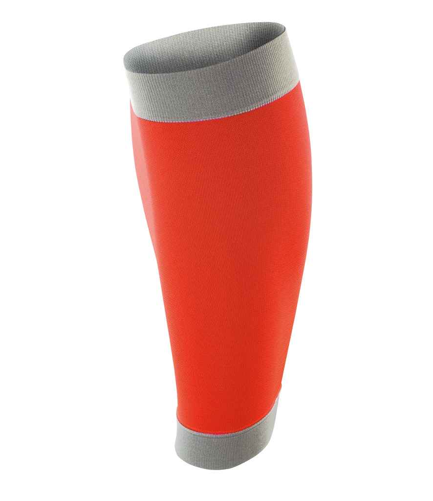 Spiro Compression Calf Sleeve in Neon orange Grey by Spiro — Custom branded clothing by Print Press, featuring premium embroidery produced in our specialist print lab in the UK.