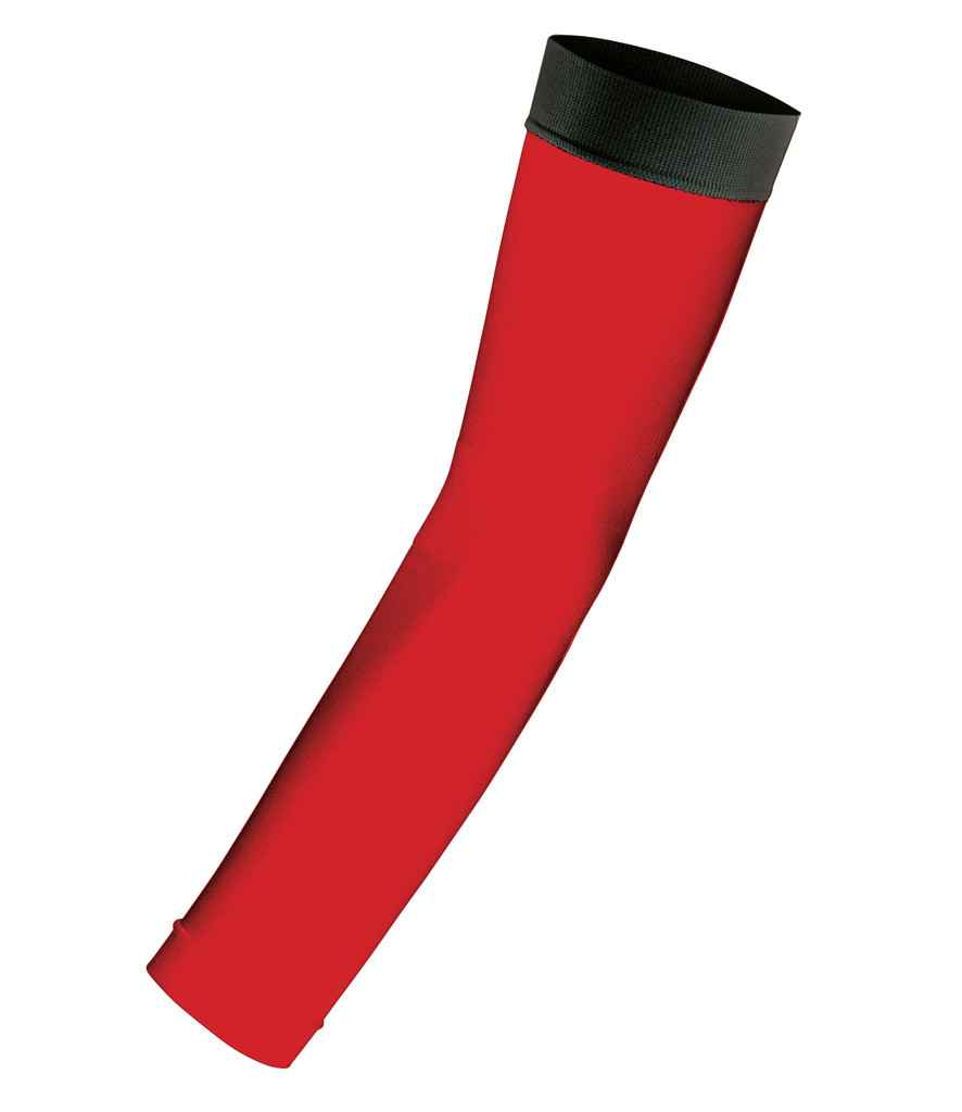 Spiro Compression Arm Sleeve in Red Black by Spiro — Custom branded clothing by Print Press, featuring premium embroidery produced in our specialist print lab in the UK.