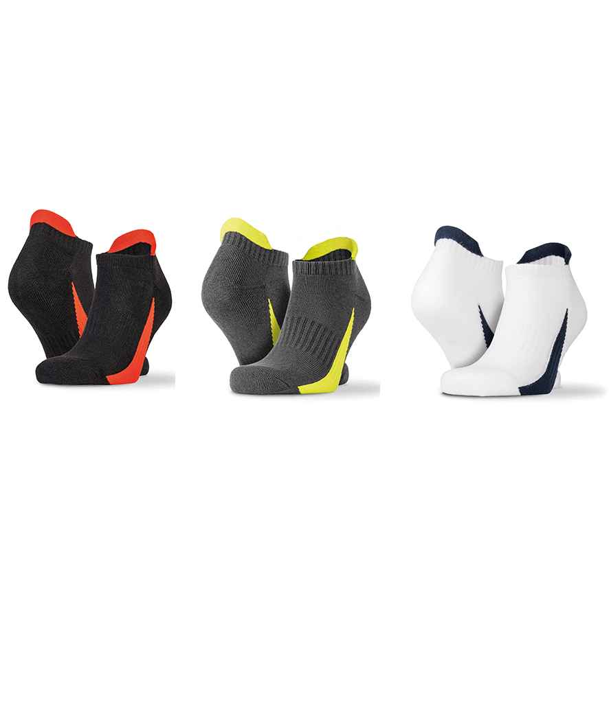 Spiro 3 Pack Sports Sneaker Socks in Black Red by Spiro — Custom branded clothing by Print Press, featuring premium embroidery produced in our specialist print lab in the UK.
