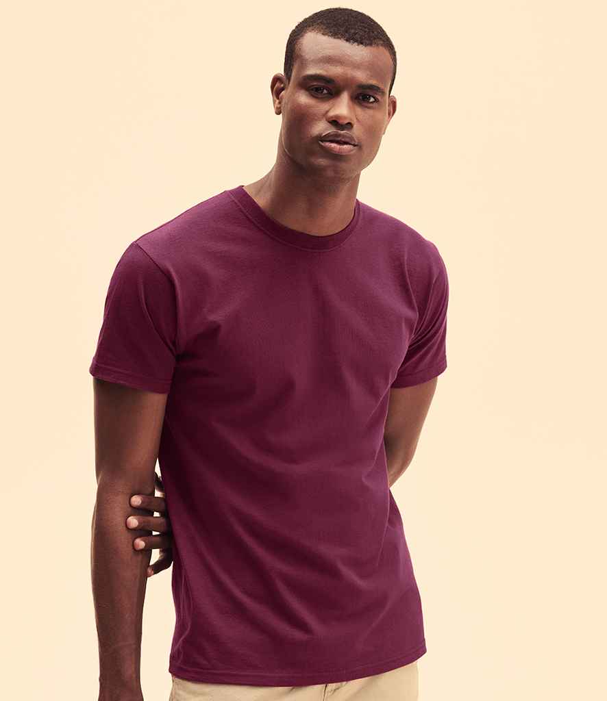 Fruit of the Loom Super Premium T-Shirt in Burgundy by Fruit of the Loom — Custom branded clothing by Print Press, featuring premium embroidery produced in our specialist print lab in the UK.