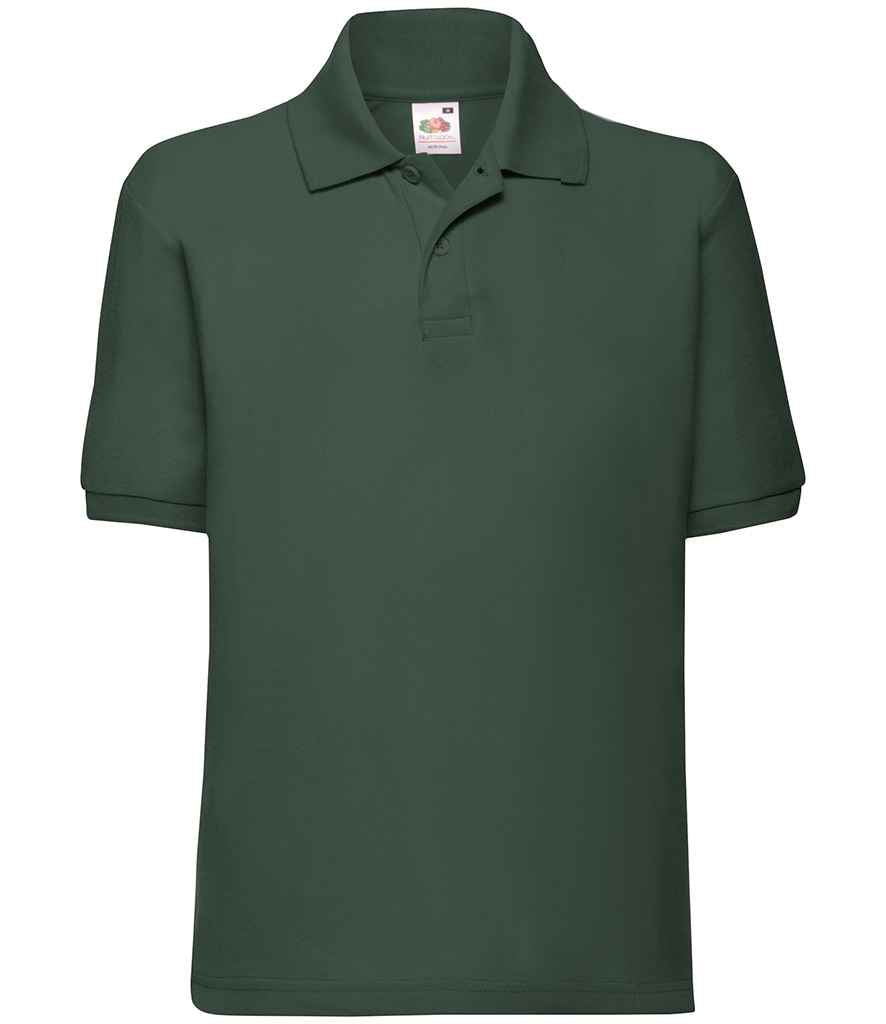 Fruit of the Loom Kids Poly/Cotton Pique Polo Shirt in Bottle Green by Fruit of the Loom — Custom branded clothing by Print Press, featuring premium embroidery produced in our specialist print lab in the UK.