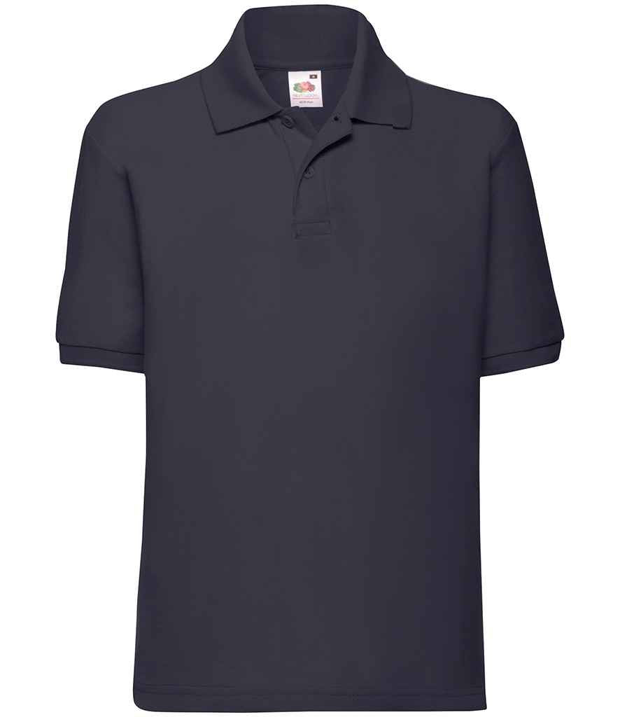 Fruit of the Loom Kids Poly/Cotton Pique Polo Shirt in Deep Navy by Fruit of the Loom — Custom branded clothing by Print Press, featuring premium embroidery produced in our specialist print lab in the UK.