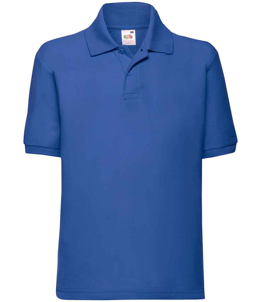 Fruit of the Loom Kids Poly/Cotton Pique Polo Shirt in Royal Blue by Fruit of the Loom — Custom branded clothing by Print Press, featuring premium embroidery produced in our specialist print lab in the UK.