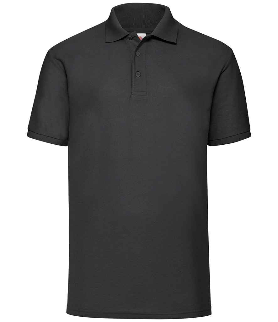 Fruit of the Loom Poly/Cotton Pique Polo Shirt - (2nd Colours) in Black by Fruit of the Loom — Custom branded clothing by Print Press, featuring premium embroidery produced in our specialist print lab in the UK.