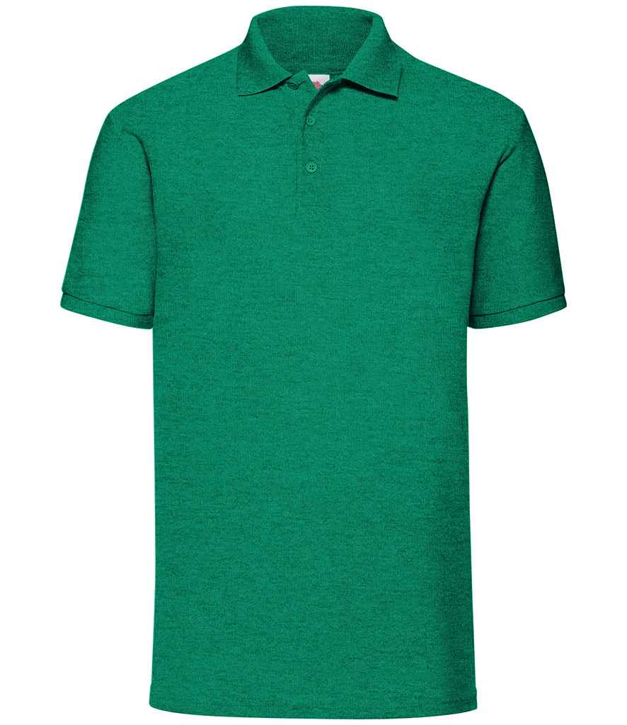 Fruit of the Loom Poly/Cotton Pique Polo Shirt in Heather Green by Fruit of the Loom — Custom branded clothing by Print Press, featuring premium embroidery produced in our specialist print lab in the UK.