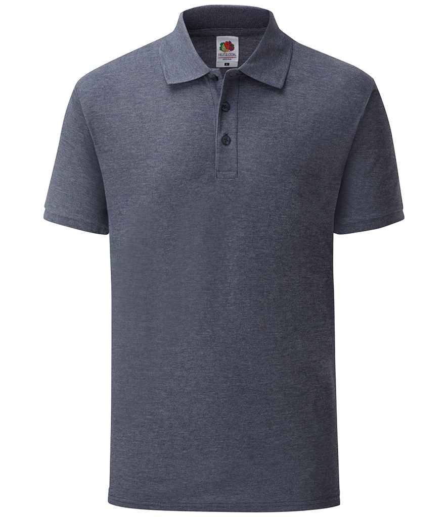 Fruit of the Loom Poly/Cotton Pique Polo Shirt in Heather Navy by Fruit of the Loom — Custom branded clothing by Print Press, featuring premium embroidery produced in our specialist print lab in the UK.