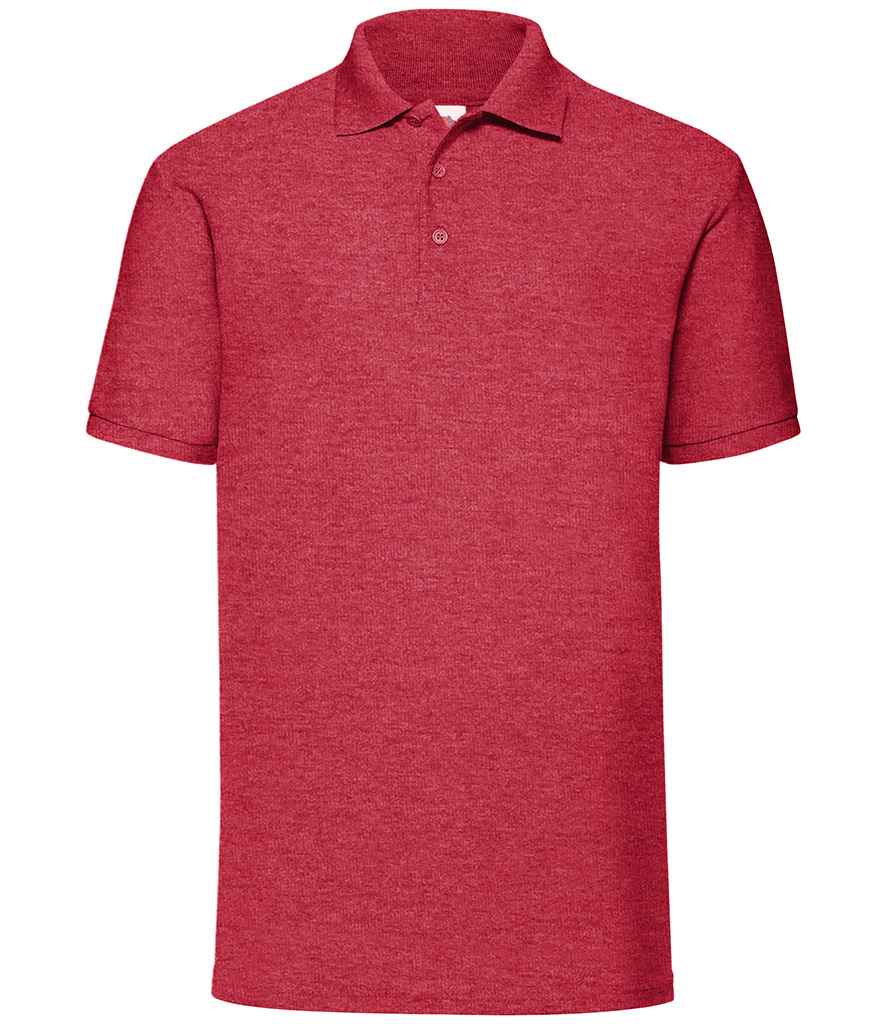 Fruit of the Loom Poly/Cotton Pique Polo Shirt in Heather Red by Fruit of the Loom — Custom branded clothing by Print Press, featuring premium embroidery produced in our specialist print lab in the UK.