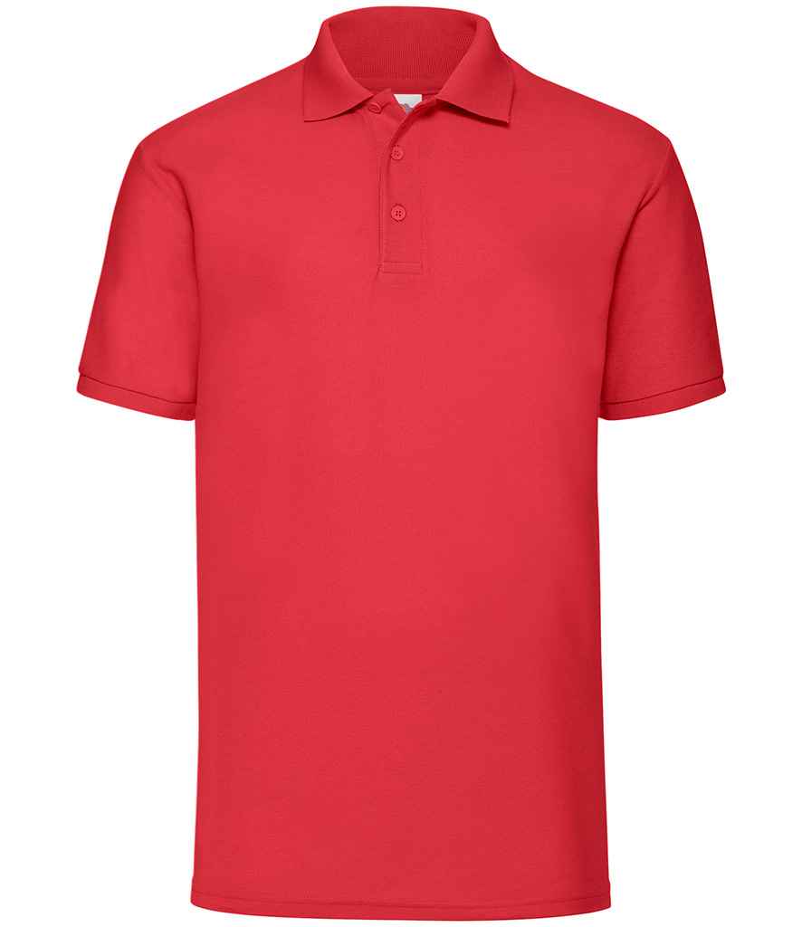 Fruit of the Loom Poly/Cotton Pique Polo Shirt in Red by Fruit of the Loom — Custom branded clothing by Print Press, featuring premium embroidery produced in our specialist print lab in the UK.