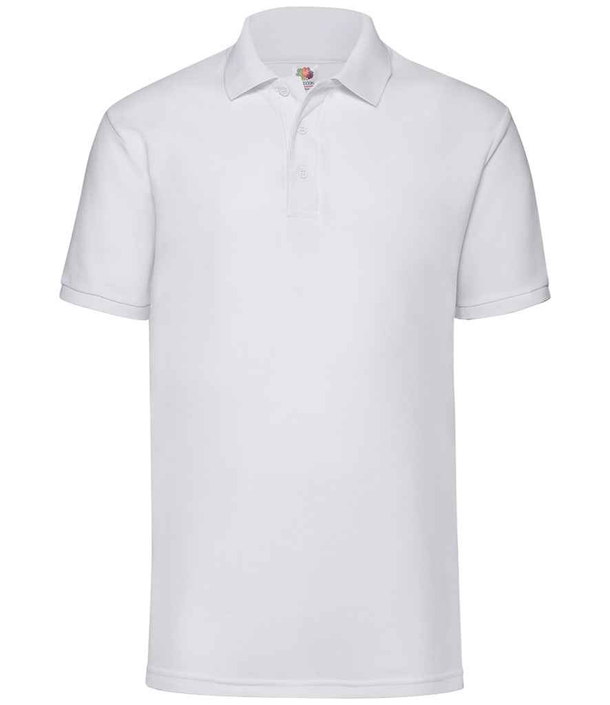 Fruit of the Loom Poly/Cotton Pique Polo Shirt in White by Fruit of the Loom — Custom branded clothing by Print Press, featuring premium embroidery produced in our specialist print lab in the UK.