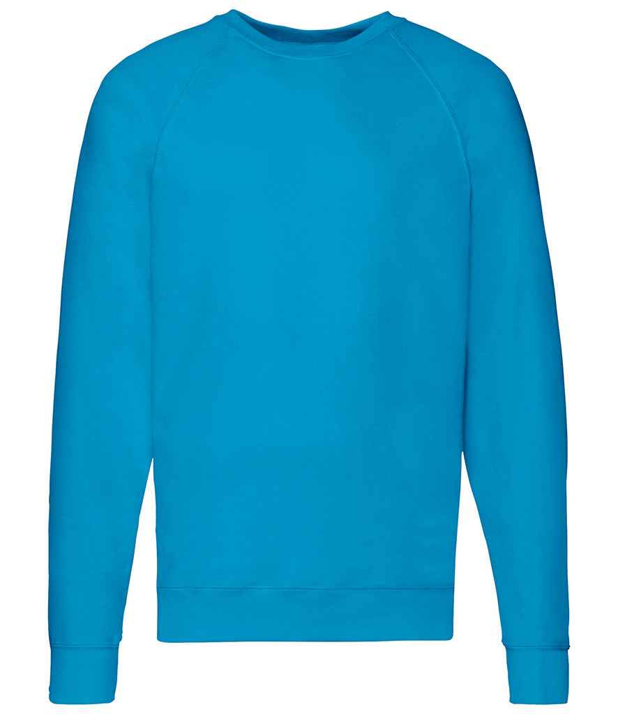 Fruit of the Loom Lightweight Raglan Sweatshirt in Azure by Fruit of the Loom — Custom branded clothing by Print Press, featuring premium embroidery produced in our specialist print lab in the UK.