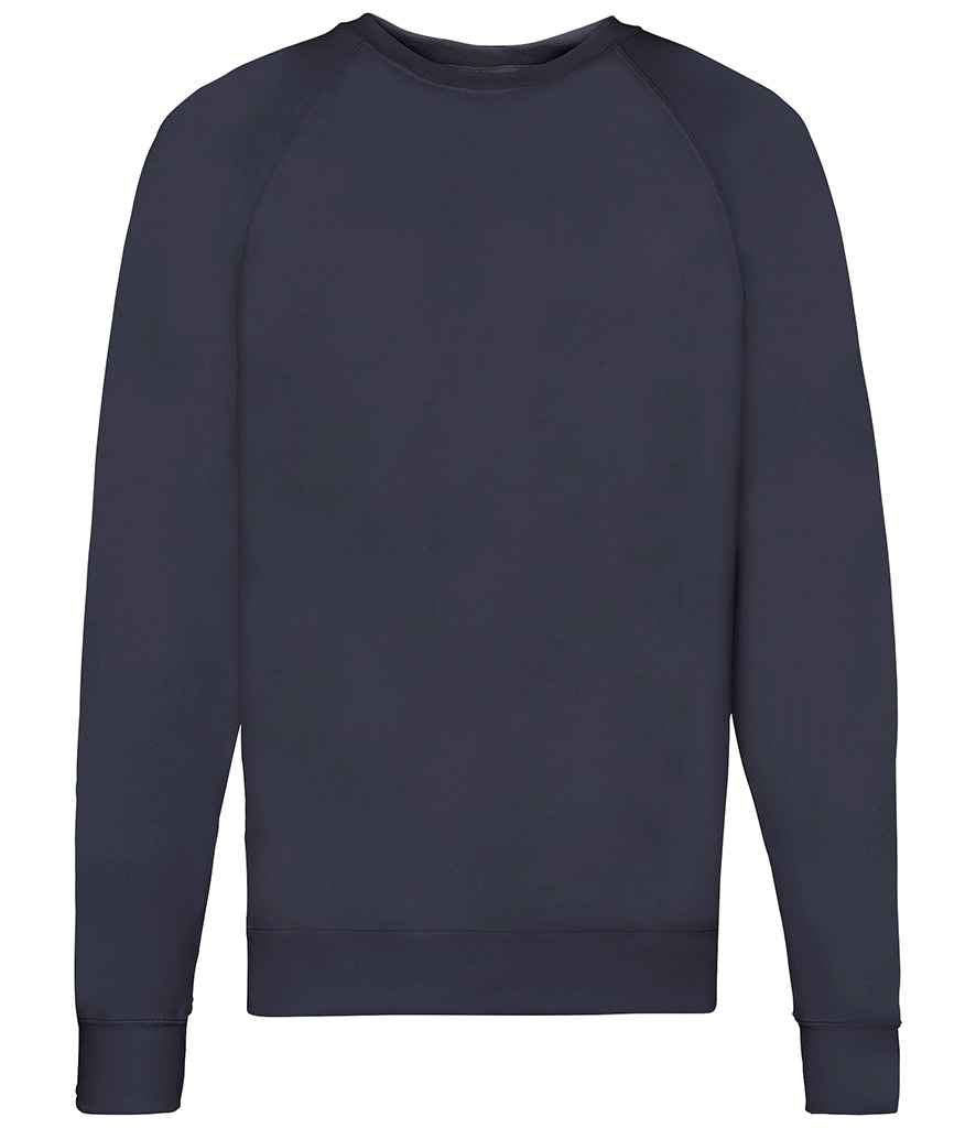 Fruit of the Loom Lightweight Raglan Sweatshirt in Deep Navy by Fruit of the Loom — Custom branded clothing by Print Press, featuring premium embroidery produced in our specialist print lab in the UK.