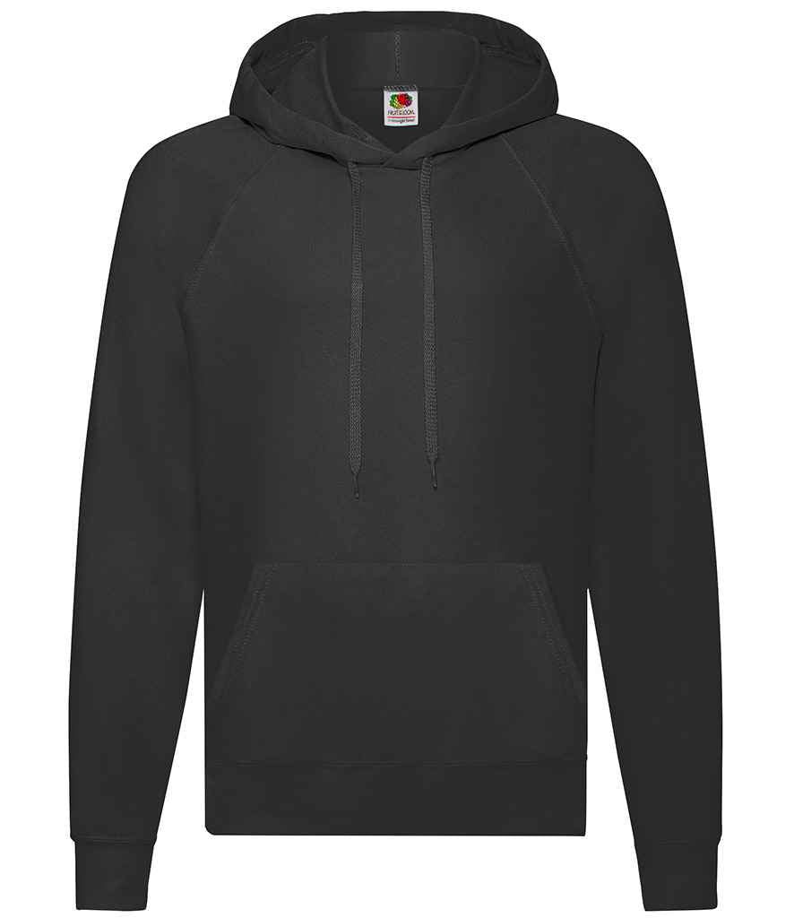 Fruit of the Loom Lightweight Hooded Sweatshirt in Black by Fruit of the Loom — Custom branded clothing by Print Press, featuring premium embroidery produced in our specialist print lab in the UK.