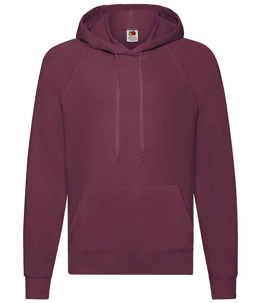 Fruit of the Loom Lightweight Hooded Sweatshirt in Burgundy by Fruit of the Loom — Custom branded clothing by Print Press, featuring premium embroidery produced in our specialist print lab in the UK.