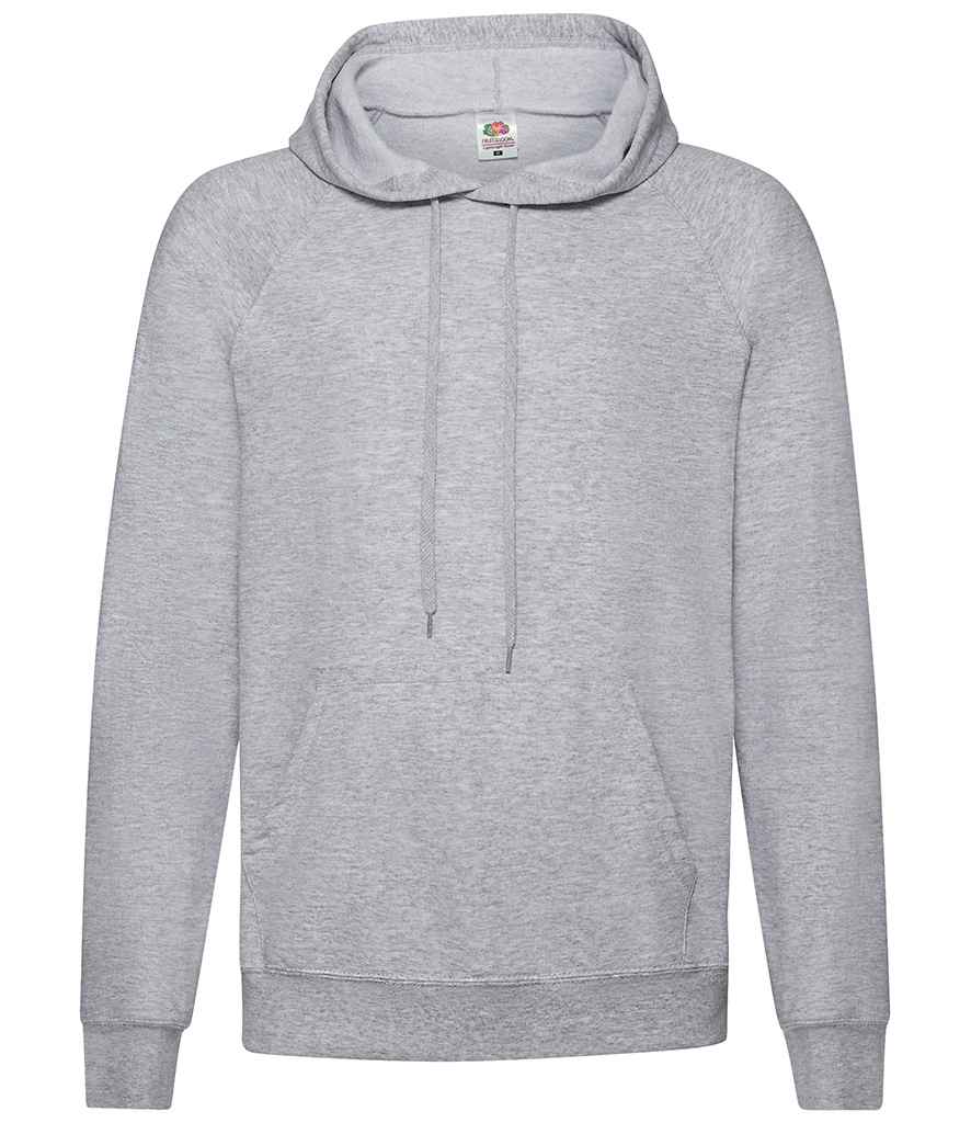 Fruit of the Loom Lightweight Hooded Sweatshirt in Heather Grey by Fruit of the Loom — Custom branded clothing by Print Press, featuring premium embroidery produced in our specialist print lab in the UK.
