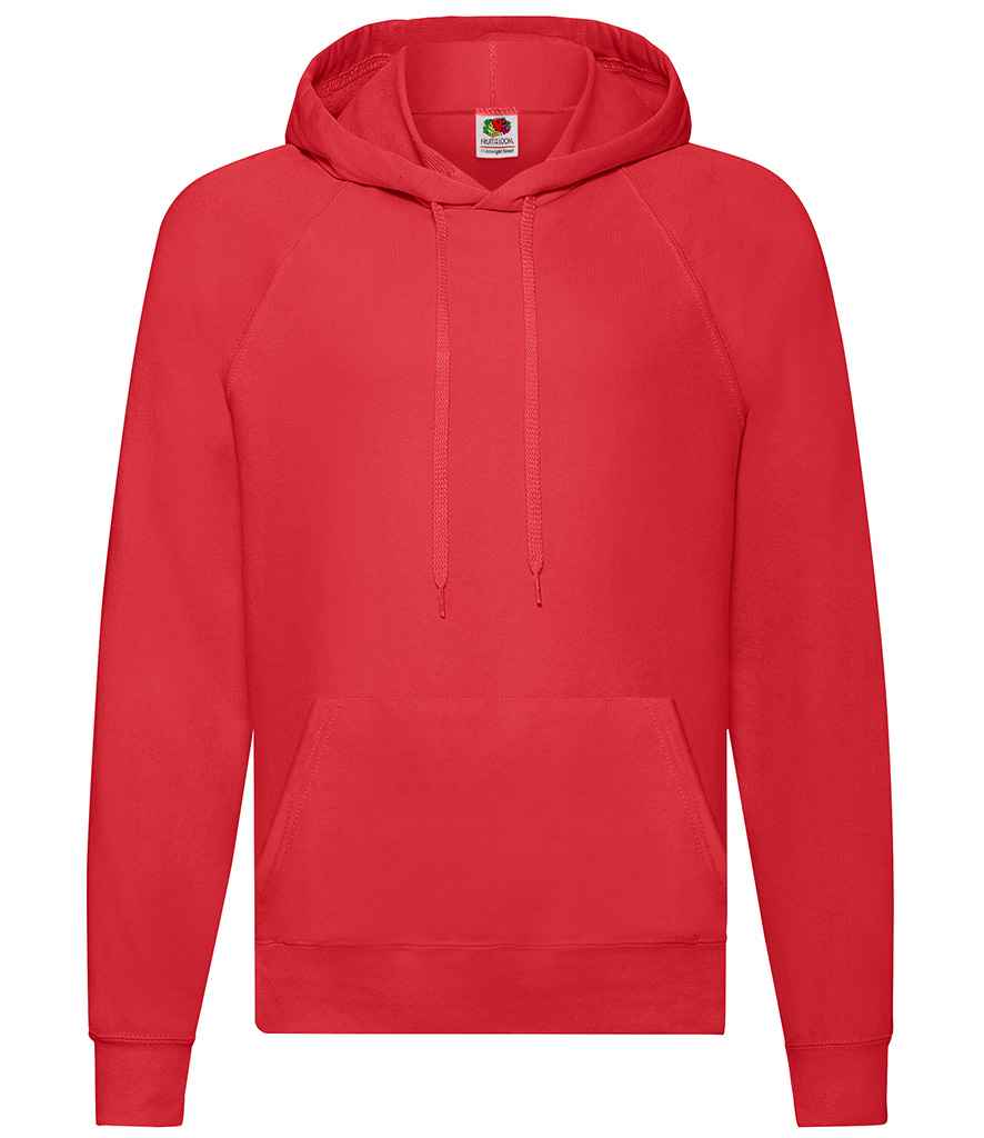 Fruit of the Loom Lightweight Hooded Sweatshirt in Red by Fruit of the Loom — Custom branded clothing by Print Press, featuring premium embroidery produced in our specialist print lab in the UK.