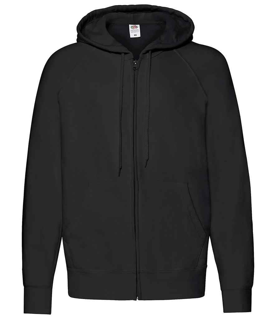 Fruit of the Loom Lightweight Zip Hooded Sweatshirt in Black by Fruit of the Loom — Custom branded clothing by Print Press, featuring premium embroidery produced in our specialist print lab in the UK.