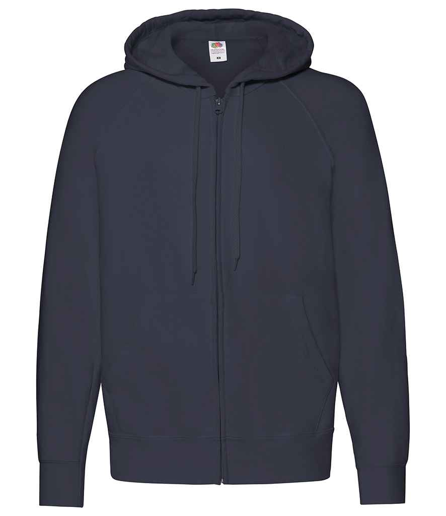 Fruit of the Loom Lightweight Zip Hooded Sweatshirt in Deep Navy by Fruit of the Loom — Custom branded clothing by Print Press, featuring premium embroidery produced in our specialist print lab in the UK.