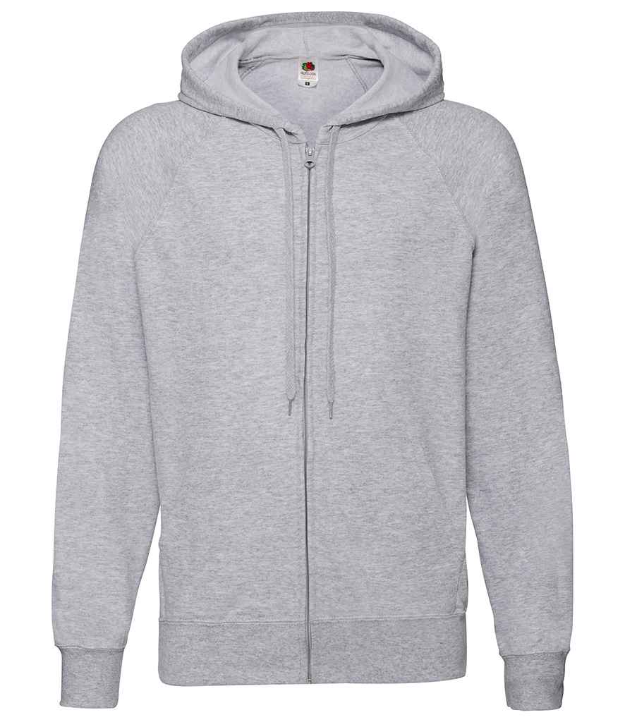Fruit of the Loom Lightweight Zip Hooded Sweatshirt in Heather Grey by Fruit of the Loom — Custom branded clothing by Print Press, featuring premium embroidery produced in our specialist print lab in the UK.