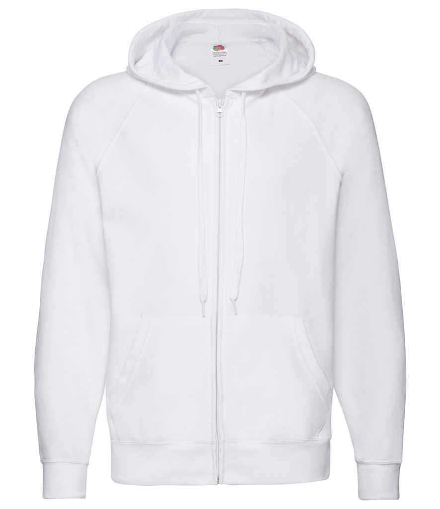 Fruit of the Loom Lightweight Zip Hooded Sweatshirt in White by Fruit of the Loom — Custom branded clothing by Print Press, featuring premium embroidery produced in our specialist print lab in the UK.