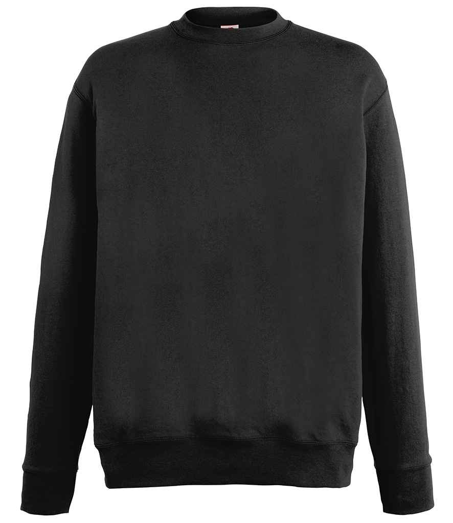 Fruit of the Loom Lightweight Drop Shoulder Sweatshirt in Black by Fruit of the Loom — Custom branded clothing by Print Press, featuring premium embroidery produced in our specialist print lab in the UK.