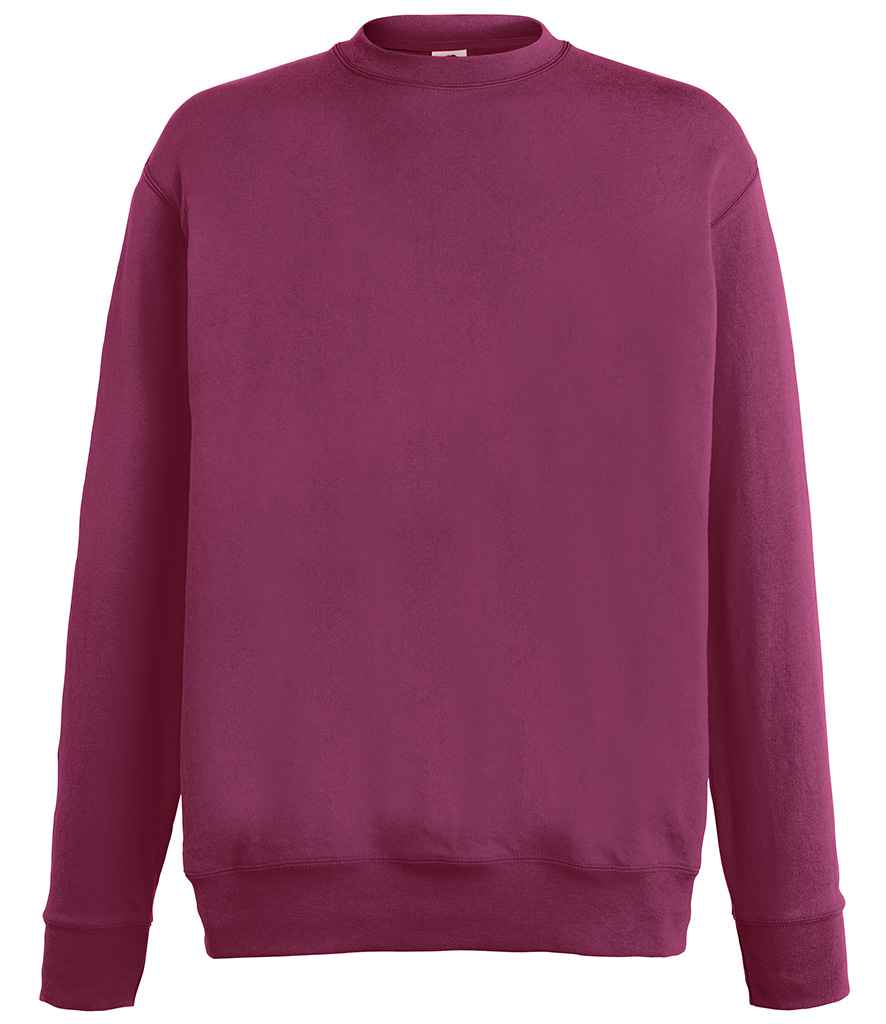 Fruit of the Loom Lightweight Drop Shoulder Sweatshirt in Burgundy by Fruit of the Loom — Custom branded clothing by Print Press, featuring premium embroidery produced in our specialist print lab in the UK.