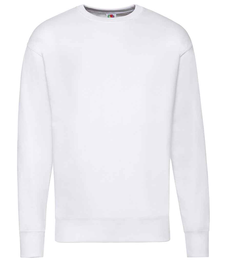 Fruit of the Loom Lightweight Drop Shoulder Sweatshirt in White by Fruit of the Loom — Custom branded clothing by Print Press, featuring premium embroidery produced in our specialist print lab in the UK.