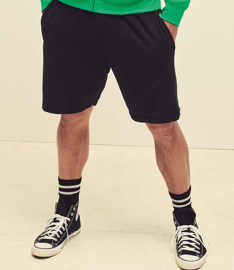 Fruit of the Loom Lightweight Shorts in Black by Fruit of the Loom — Custom branded clothing by Print Press, featuring premium embroidery produced in our specialist print lab in the UK.