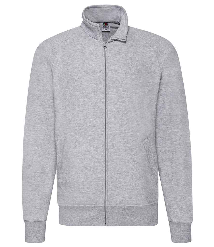 Fruit of the Loom Lightweight Sweat Jacket in Heather Grey by Fruit of the Loom — Custom branded clothing by Print Press, featuring premium embroidery produced in our specialist print lab in the UK.