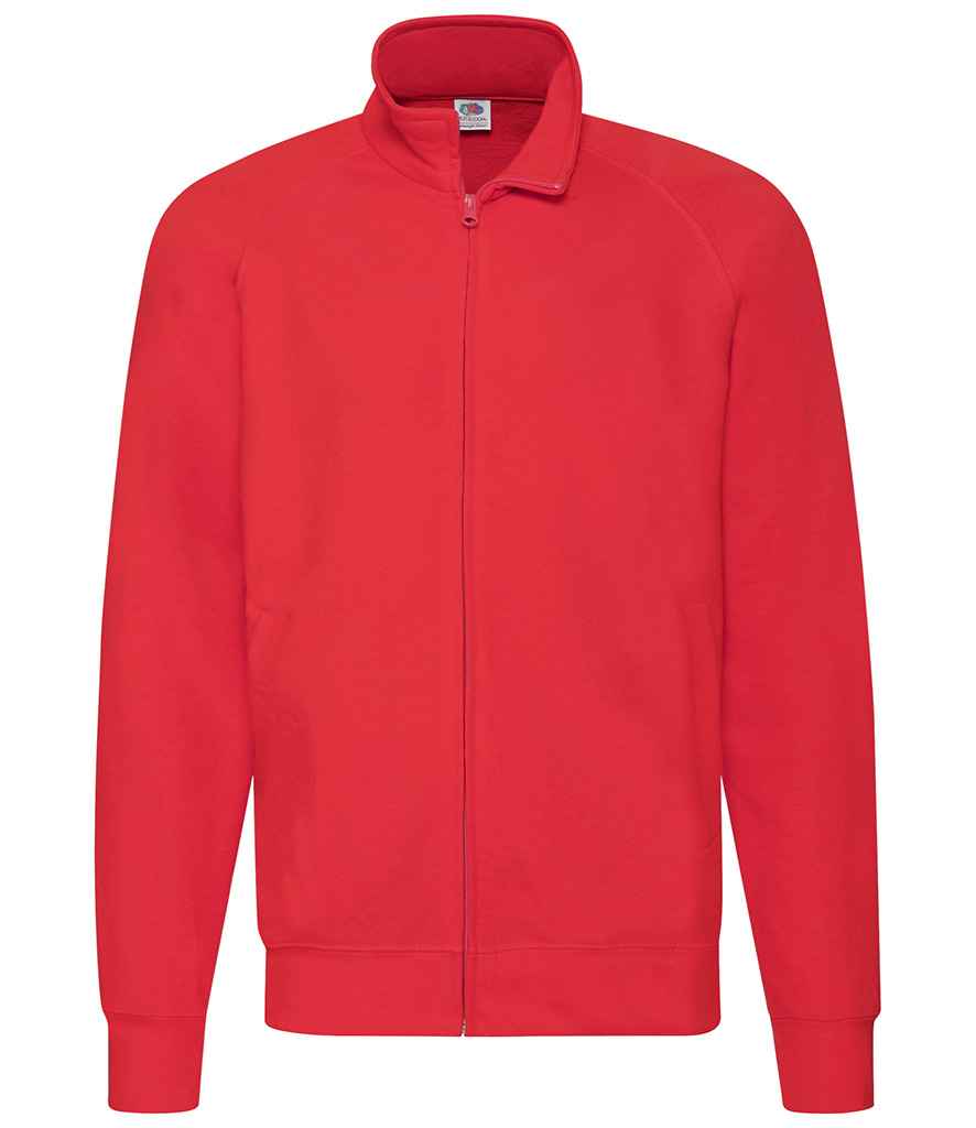 Fruit of the Loom Lightweight Sweat Jacket in Red by Fruit of the Loom — Custom branded clothing by Print Press, featuring premium embroidery produced in our specialist print lab in the UK.