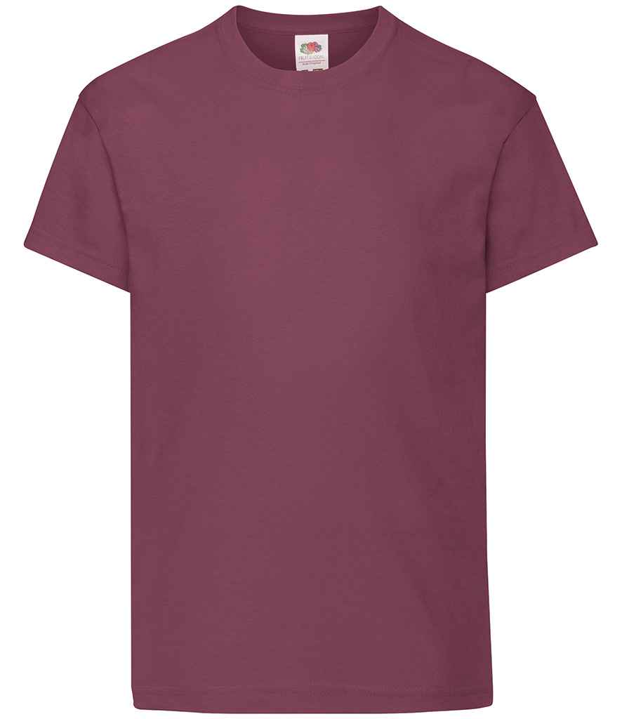 Fruit of the Loom Kids Original T-Shirt - (2nd Colours) in Burgundy by Fruit of the Loom — Custom branded clothing by Print Press, featuring premium embroidery produced in our specialist print lab in the UK.
