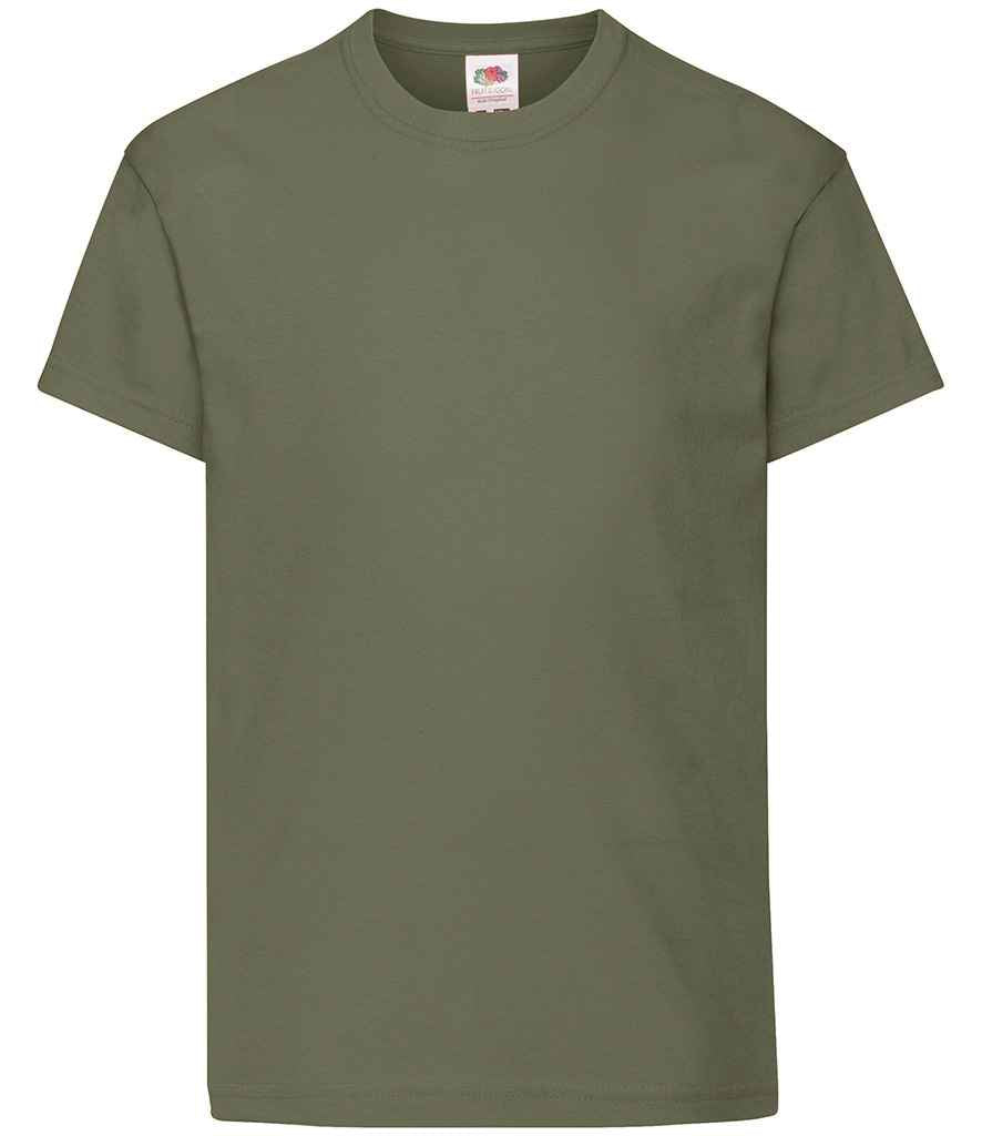 Fruit of the Loom Kids Original T-Shirt in Classic Olive by Fruit of the Loom — Custom branded clothing by Print Press, featuring premium embroidery produced in our specialist print lab in the UK.