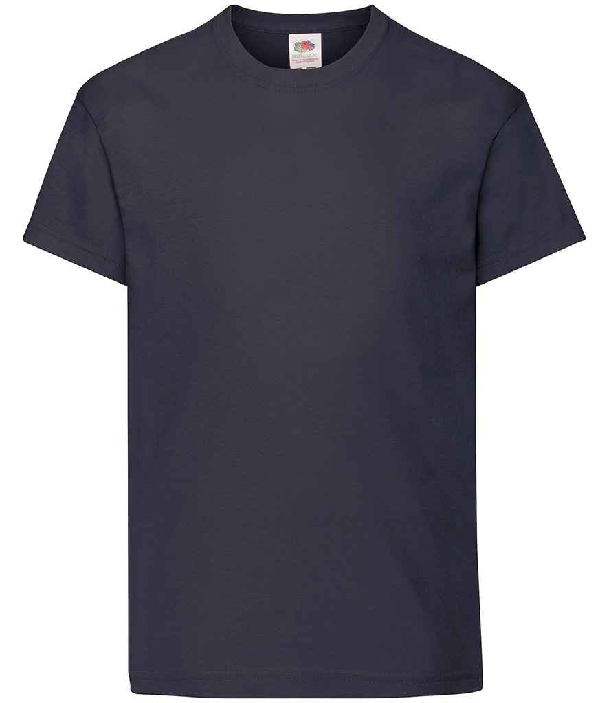 Fruit of the Loom Kids Original T-Shirt in Deep Navy by Fruit of the Loom — Custom branded clothing by Print Press, featuring premium embroidery produced in our specialist print lab in the UK.