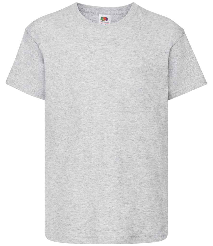 Fruit of the Loom Kids Original T-Shirt in Heather Grey by Fruit of the Loom — Custom branded clothing by Print Press, featuring premium embroidery produced in our specialist print lab in the UK.