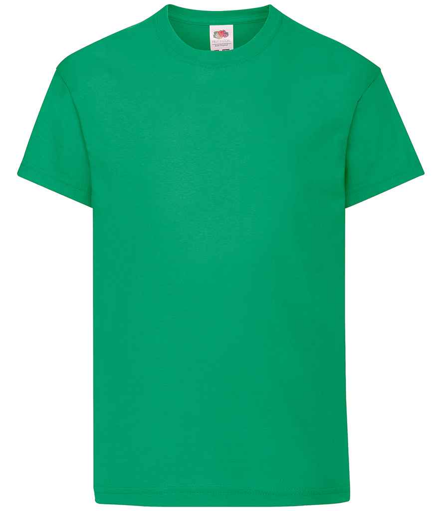 Fruit of the Loom Kids Original T-Shirt in Kelly Green by Fruit of the Loom — Custom branded clothing by Print Press, featuring premium embroidery produced in our specialist print lab in the UK.
