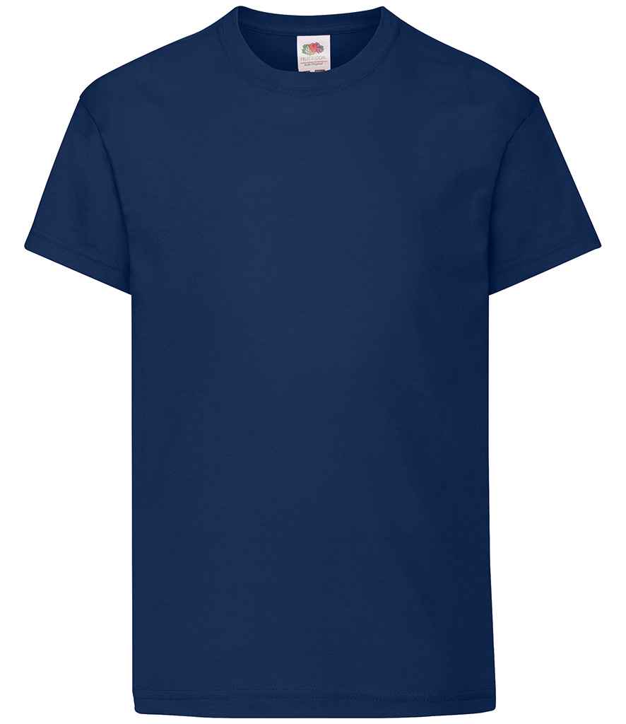 Fruit of the Loom Kids Original T-Shirt in Navy by Fruit of the Loom — Custom branded clothing by Print Press, featuring premium embroidery produced in our specialist print lab in the UK.