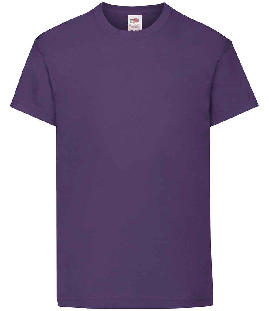 Fruit of the Loom Kids Original T-Shirt in Purple by Fruit of the Loom — Custom branded clothing by Print Press, featuring premium embroidery produced in our specialist print lab in the UK.