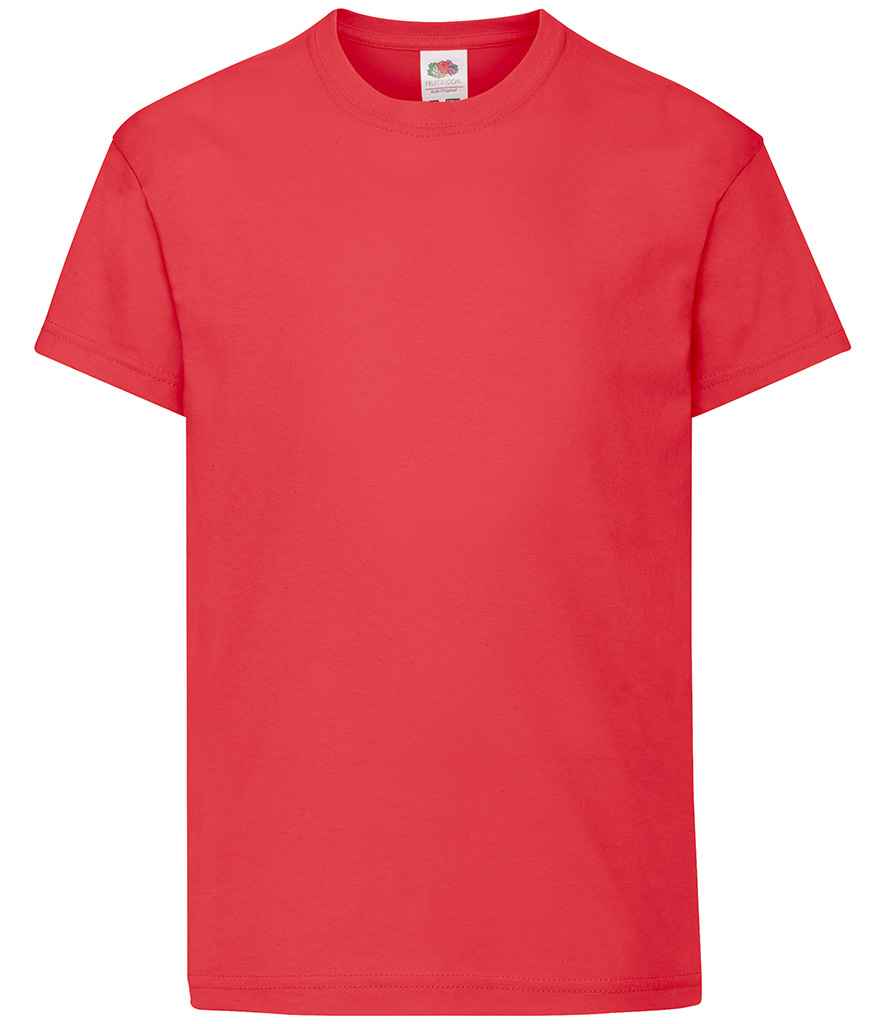 Fruit of the Loom Kids Original T-Shirt in Red by Fruit of the Loom — Custom branded clothing by Print Press, featuring premium embroidery produced in our specialist print lab in the UK.