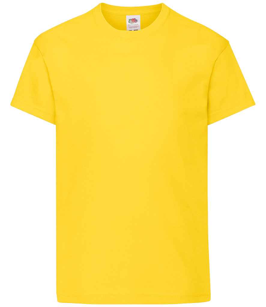 Fruit of the Loom Kids Original T-Shirt in Yellow by Fruit of the Loom — Custom branded clothing by Print Press, featuring premium embroidery produced in our specialist print lab in the UK.
