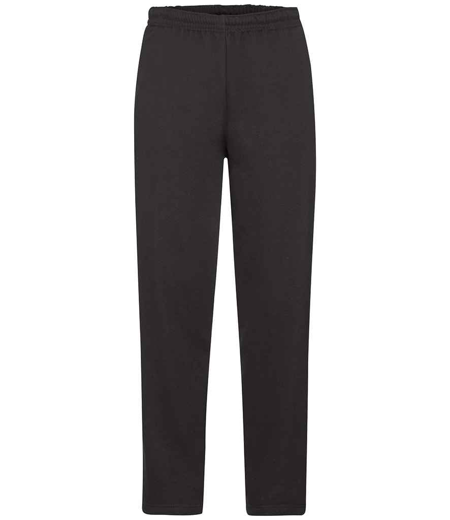 Fruit of the Loom Classic Open Hem Jog Pants in Black by Fruit of the Loom — Custom branded clothing by Print Press, featuring premium embroidery produced in our specialist print lab in the UK.