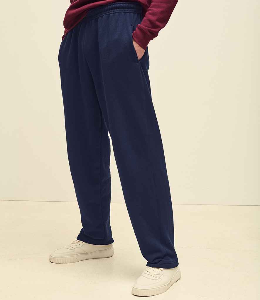 Fruit of the Loom Classic Open Hem Jog Pants in Deep Navy by Fruit of the Loom — Custom branded clothing by Print Press, featuring premium embroidery produced in our specialist print lab in the UK.
